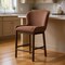 Homeroots 26" Brown Fabric and Solid Wood Counter Height Bar Chair 632482 - alternate 1