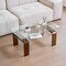 Homeroots 39" Clear and Brown Glass Coffee Table With Shelf 635701 - alternate 9