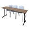 Regency Kobe T-Base Training Seminar Table W/ 2 M Stack Chairs, 84 in W, 24 in L, Noble Oak MKTRCT8424NO47GY - alternate 1