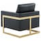 Leisuremod Lincoln Leather Accent Armchair with Gold Frame, Black LA31BL-L - alternate 7