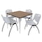 Regency Square Kahlo Breakroom Table W/ 4 M Stack Chairs, 42 in W, 42 in L, Noble Oak TPL4242NOCM47GY - alternate 1