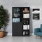 Homeroots 71" Black Five Tier Bookcase with Two doors 546339 - alternate 16