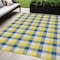 Homeroots 5' X 8' Yellow Blue And Beige Plaid Washable Indoor Outdoor Area Rug 601447 - alternate 1