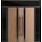 Vdomdoors Front Exterior Prehung Aluminum Double Doors Ronex1033 Teak 2 Sidelights and Top Transom Mirrored RONEX1033DEXD-OAK-W14+72+14xH80+14-RH-I - alternate 1