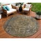 Homeroots 8' Brown And Denim Blue Round Medallion Washable Indoor Outdoor Area Rug 616048 - alternate 1