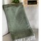 Homeroots 55" X 70" Moss Green And White Cotton Blend Woven Herringbone Plush Throw Blanket with Tassels 474034 - alternate 5