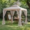 Sunjoy 8 ft x 8 ft Patio Gazebo, Modern 2-Tier Steel Frame Soft Top Gazebo with Netting - Grey & Khaki A101003610 - alternate 10