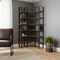 Homeroots 90" Black And Brown Iron and Wood Six Tier Bookcase 380588 - alternate 8