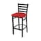 Holland Bar Stool Co 30" Stationary Bar Stool, Black Wrinkle, Canter Red Seat 40030BW011 - alternate 1