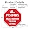 Signmission All Visitors Must Report to Main Of, 10 Inch X 10 Inch, Aluminum Metal Signs OC-A-10-335 - alternate 6