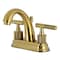 Kingston Brass Knurled Double-Handle 4" Centerset Bathroom Faucet with Brass Pop-Up, Brushed Brass KS8617KNL - alternate 1