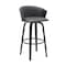 Armen Living Diana 30in Swivel Black Wood Bar Stool in Gray Faux Leather LCDIBABLKGRY30 - alternate 1