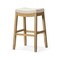 Homeroots 31" Bone and Natural Faux Leather and Solid Wood Backless Bar Height Bar Chair 632489 - alternate 6