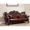 Homeroots 93" Brown Faux Leather Sofa And Toss Pillows With Burgundy Legs 490988 - alternate 7