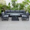 Leisuremod Chelsea 7-Piece Patio Sectional And Fire Pit Table Black Aluminum With Cushions, Black CSFBL-7BL - alternate 10