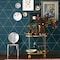 Brewster Twilight Teal Modern Geometric Wallpaper 2904-24228 - alternate 3