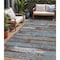 Homeroots 5' X 8' Chocolate Blue And Beige Striped Washable Indoor Outdoor Area Rug 616647 - alternate 1