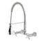 Kingston Brass Double-Handle Wall-Mount Pre-Rinse Bridge Kitchen Faucet, Polished Chrome GS1241ZX - alternate 1