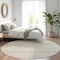 Homeroots 8' Linen And Lime Green Round Striped Washable Indoor Outdoor Area Rug 610536 - alternate 9