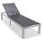 Leisuremod Marlin White Aluminum Patio Chaise Lounge Chair Set of 2 with Square Fire Pit Table, Black MLWCF21-77BL2 - alternate 8