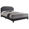 Homeroots Gray Wood And Tufted Linen Queen Bed Frame with Nailhead Trim 286159 - alternate 1