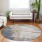 Homeroots 8' Gray Charcoal And Beige Round Abstract Washable Indoor Outdoor Area Rug 588524 - alternate 8