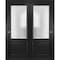 Sartodoors Sliding Closet Bypass Doors 64 x 84 inches, Lucia 22 Matte Black with Rain Glass, Sturdy Rails Mol LUCIA22DBD-BLK-6484 - alternate 1