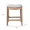 Homeroots 26" Beige and Natural Fabric and Solid Wood Backless Counter Height Bar Chair 632358 - alternate 6