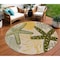 Homeroots 8' Ivory Green And Yellow Round Starfish Indoor Outdoor Area Rug 548062 - alternate 9