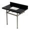 Kingston Brass 36" Black Granite Console Sink with Brass Legs, 8-Inch, 3-Hole, Black Granite/Brushed Nickel KVPK3630KBSQ8 - alternate 1