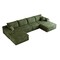 Homeroots 135" Green Corduroy Modular Compression Foam Sofa With Ottoman And Toss Pillows 712951 - alternate 1