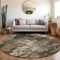 Homeroots 8' Brown Black And Beige Round Abstract Washable Indoor Outdoor Area Rug 603157 - alternate 9