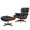 Homeroots 28" Black and Rosewood Tufted Genuine Leather Lounge Chair With Ottoman 636337 - alternate 9