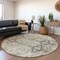 Homeroots 8' Linen Black And Brown Round Floral Washable Indoor Outdoor Area Rug 606244 - alternate 8