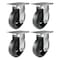 Hyw Products Heavy Duty Caster Set 6in Rubber on Cast Iron Wheels, 4 Rigid, 4PK 40-60R-A1-RC-4 - alternate 1
