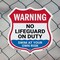 Signmission Warning No Lifeguard On Duty, 6 Inch X 6 Inch, Plastic Sign SHI-P-6-479 - alternate 4
