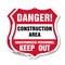 Signmission Construction Area Shield Sign Danger! Un, 12 inch X 12 inch, Aluminum Metal Sign, 2PK SHI-A-2PACK-12-373 - alternate 1