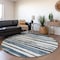 Homeroots 8' Denim Blue And Gray Round Striped Washable Indoor Outdoor Area Rug 605899 - alternate 7