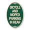 Signmission Bicycle and Moped Parking in Rear, 12 Inch X 18 Inch Architectural Oval, Heavy Gauge Aluminum A-OV-G-1218-24326 - alternate 1