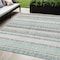 Homeroots 5' X 8' Teal Blue And Gray Striped Washable Indoor Outdoor Area Rug 632246 - alternate 1