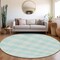 Homeroots 8' Aqua And Ivory Round Plaid Washable Indoor Outdoor Area Rug 595453 - alternate 8