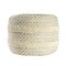 Homeroots 18" Ivory And Green Cotton Blend Round Striped Pouf Ottoman 551567 - alternate 8