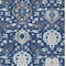 Homeroots 3' X 5' Navy Blue Charcoal And Ivory Damask Washable Indoor Outdoor Area Rug 599436 - alternate 9