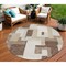 Homeroots 8' Brown Ivory And Taupe Round Geometric Washable Indoor Outdoor Area Rug 613201 - alternate 1