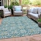 Homeroots 3' X 5' Teal Blue Gray And Gold Floral Washable Indoor Outdoor Area Rug 595991 - alternate 8
