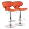 Elama 2 Piece Slim Faux Leather Adjustable Bar Stool in Orange with Chrome Base ELM-723-ORG - alternate 1