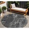 Homeroots 8' Black And Ivory Round Geometric Washable Indoor Outdoor Area Rug 594523 - alternate 1