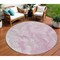Homeroots 8' Pink And Silver Round Abstract Washable Indoor Outdoor Area Rug 618372 - alternate 1