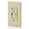 Leviton USB Receptacle, 20 A, Ivory T5834-I - alternate 5