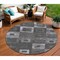 Homeroots 8' Black And Gray Round Geometric Washable Indoor Outdoor Area Rug 605015 - alternate 1